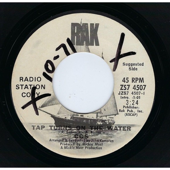 CCS ‎Promo Vinyl 45 Tap Turns On The Water / Save The World on RAK VG+ Rock - Picture 1 of 2